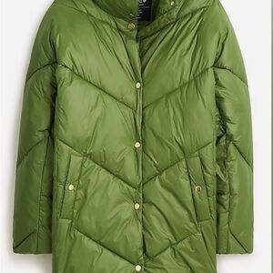 J Crew Women's Green Puffer Jacket Size Large